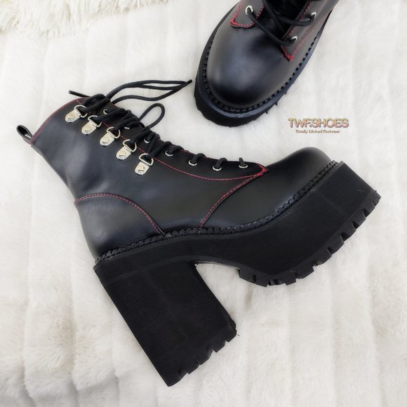 Gothic Punk Chunky Heel Platform Rocker Ankle Boot - Picture 12 of 16